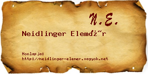 Neidlinger Elemér névjegykártya